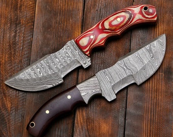 Hunting Knife Custom Made Hand Forged Damascus Steel Tracker Knife RK4