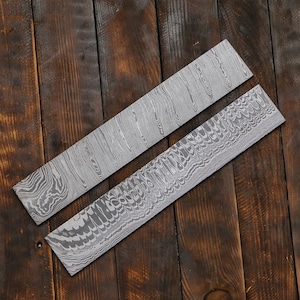 Damascus Billet Pair 10 Inch Long Damascus Billet Blank Knife Making Supplies Custom Hand Forged RK 17& 17a
