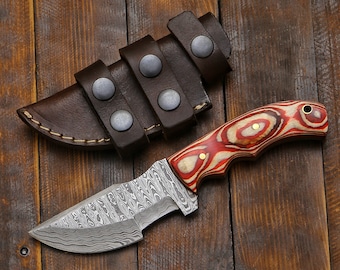 Hunting Knife Custom Made Hand Forged Damascus Steel Tracker Knife RK4a