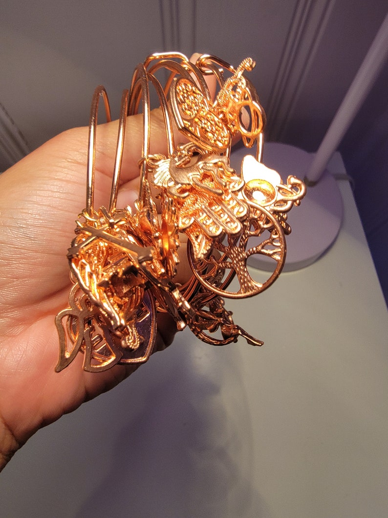 Rose Gold Expandable Bangles, Charm Bangle Bracelets, Basic Bangles