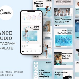 Dance Studio Template Social Media Template | Dance Academy Instagram Templates | Dance Teacher Canva template | Ballet Template