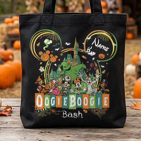 Personalized Ooogie Boogie Bash Halloween Canvas Tote Bag, Mickey's Not So Scary Halloween Tote Bag, Trick or Treat, Spooky Season Totes