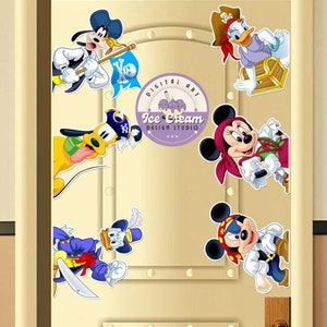All Characters Pirates Disney Cruise Magnet, Mickey & Friends Captain Hook Smee Pirates of the Caribbean Family Pirate, Disney Pirate Magnet