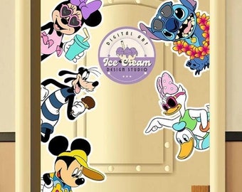 All Characters Summer Trip Disney Cruise Magnet, Mickey and Friends Lilo & Stitch Hawaii Olaf Disney Family Cruise Ship Stateroom Door 2025