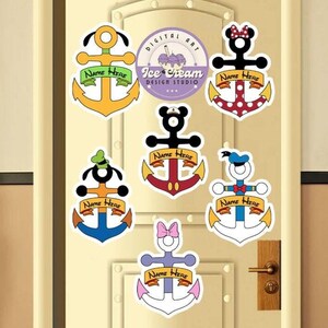 Personalized All Characters Anchor Disney Cruise Magnet, Mickey & Friends Anchor Cruise Squad 2025, Disney Family Cruise Ship Stateroom Door