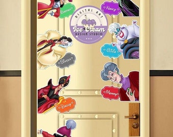 Personalized Disney Villains Cruise Magnet, Maleficent Evil Queen Cruella Jafar Hades Captain Hook Pirate Family Cruise Ship Stateroom Door