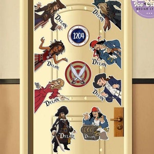 Personalized Pirates of the Caribbean Characters Disney Cruise Magnet, Disney Pirate Magnet, Pirate Family Cruise Ship Stateroom Door Magnet