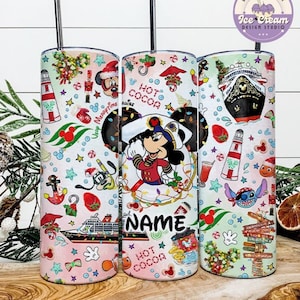Personalized All Characters Disney Christmas Very Merrytime Cruises Tumbler, Mickey and Friends Christmas Cruise Coffee Cup, Family Cruise