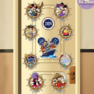 Personalized All Characters Pirates Disney Pirate Magnet, Mickey and Friends Captain Hook Smee Pirates of the Caribbean Disney Cruise Magnet