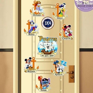 Personalized All Characters Pirates Disney Cruise Magnet, Mickey & Friends Stitch Captain Hook Pirates of Caribbean, Disney Pirate Magnet
