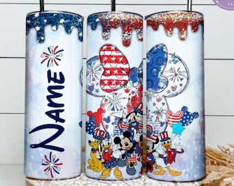 Gobelet patriotique Disney 4 juillet personnalisé, tasse à café Amérique rouge blanc bleu WDW Disneyland Family 4 juillet