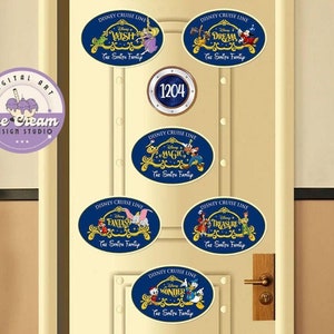 Personalized Mickey & Friends Name Tag Disney Cruise Magnet, Disney Princess Rapunzel Family Cruise Ship Stateroom Door, Disney Trip Magnet
