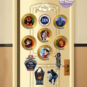 Personalized Disney Destiny Inspired Cruise Door Magnet, Minnie Captain Disney Villains Super Heroes Family Cruise Ship Stateroom Door Decor