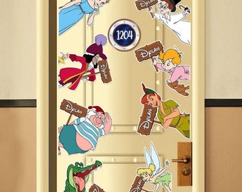 Personalized Peter Pan Characters Disney Cruise Magnet, Never Grow Up Peter Pan Wendy Tinker Bell Birthday Girl Family Cruise Stateroom Door