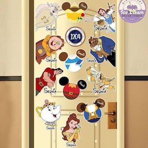 Personalized Beauty and the Beast Characters Disney Cruise Magnet, Disney Princess Belle Birthday Girl, Family Cruise Ship Stateroom Door