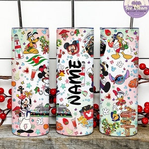 Personalized Mickey and Friends Stitch Finding Nemo Disney Christmas Very Merrytime Cruises Tumbler, Disney Cruise Christmas Trip Coffee Cup