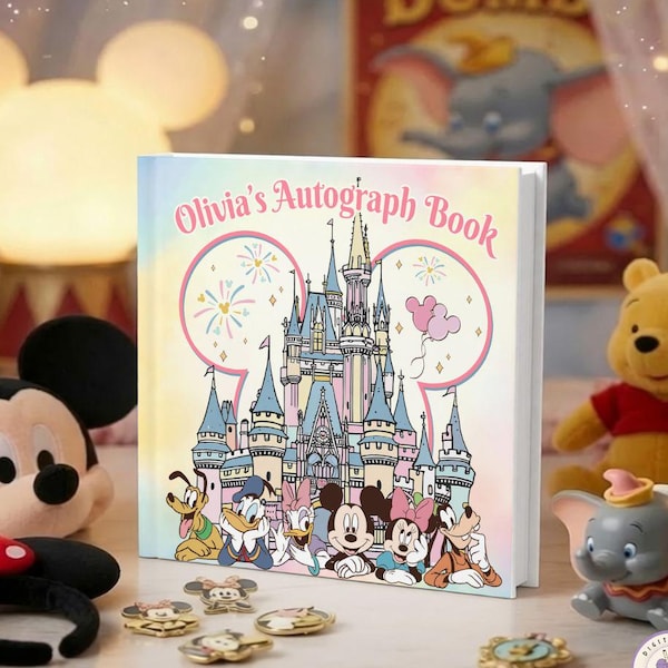 Personalized Coquette Bow Magic Kingdom Autograph Book, Mickey and Friends Epcot Castle Book, Girl Trip Autograph, Park Trip Memory Book