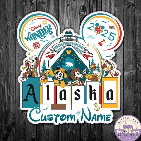 Personalized Mickey & Friends Disney Alaska Cruise Magnet, Disney Wonder Magnet, Alaska Trip 2025, Disney Family Cruise Ship Stateroom Door