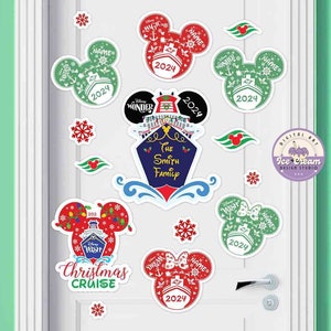 Personalized Mickey Minnie Cruise Ship Disney Very Merrytime Cruises Christmas Magnet, Disney Family Christmas Cruise Stateroom Door Decor