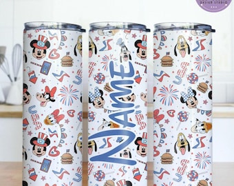 Gobelet patriotique personnalisé Mickey et ses amis 4 juillet, tasse à café Amérique du Sud, 4 juillet rouge, blanc et bleu