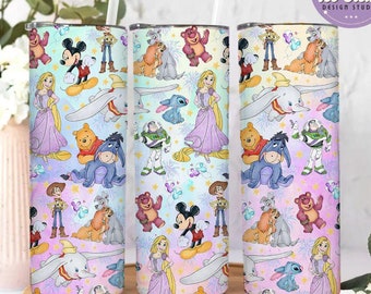 Personalized Watercolor Disney Tumbler, Mickey & Friends Toy Story Group Cup, WDW Disneyland Family Vacation Coffee Cup, Disney Trip Tumbler
