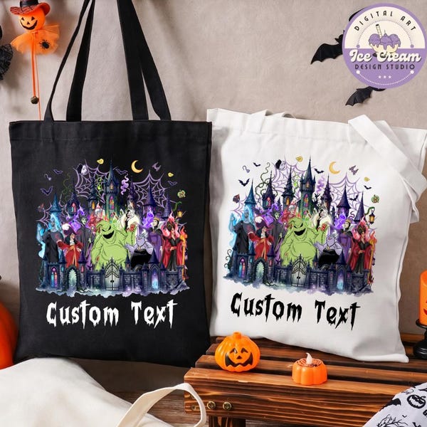 Personalized It's Good To Be Bad Disney Villains Canvas Tote Bag, Oogie Boogie Bash Disney Halloween Bag, Maleficent Ursula Shopping Bags