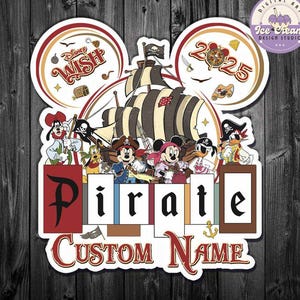 Personalized Disney Pirates Magnet, Mickey and Friends Disney Cruise Magnet, Pirates of the Caribbean Family Cruise Ship Stateroom Door 2025
