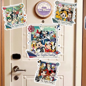 Personalized Mickey and Friends Disney Cruise Paraloid Magnet, Disney Cruise Line Magnet for Stateroom Door, Disney Family Cruise Magnets