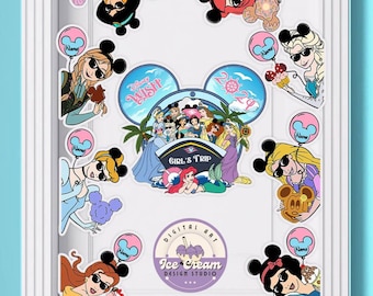 All Disney princess Characters Girls trip Disney Cruise Line Magnet, Princess Cruise magnet, Cinderella Belle Ariel Tiana family magnet