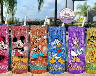 Personalized All Characters Disney Tumbler, Mickey and Friends Stitch Group Cup, WDW Disneyland Family Vacation 2025 Coffee Cup, Disney Trip