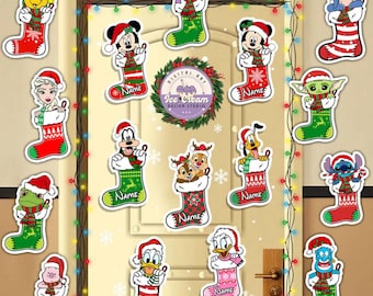 All Characters Disney Christmas Stocking Cruise Magnet, Mickey & Friends Toy Story Stitch Star Wars Princess Xmas Stocking magnet