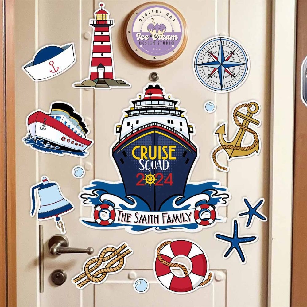 Personalized Cruise Door Magnet, Cruise Squad 2024, Family Cruise Ship Stateroom Doors Decor, Anchor Cruise Trip Family Vacation 2024 Magnet