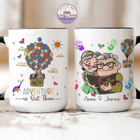 Personalized Adventure is Out There Carl Ellie Couple Disney Up Mug, Up  House Balloons His Ellie Her Carl Coffee Cup, Disney Valentine Mug