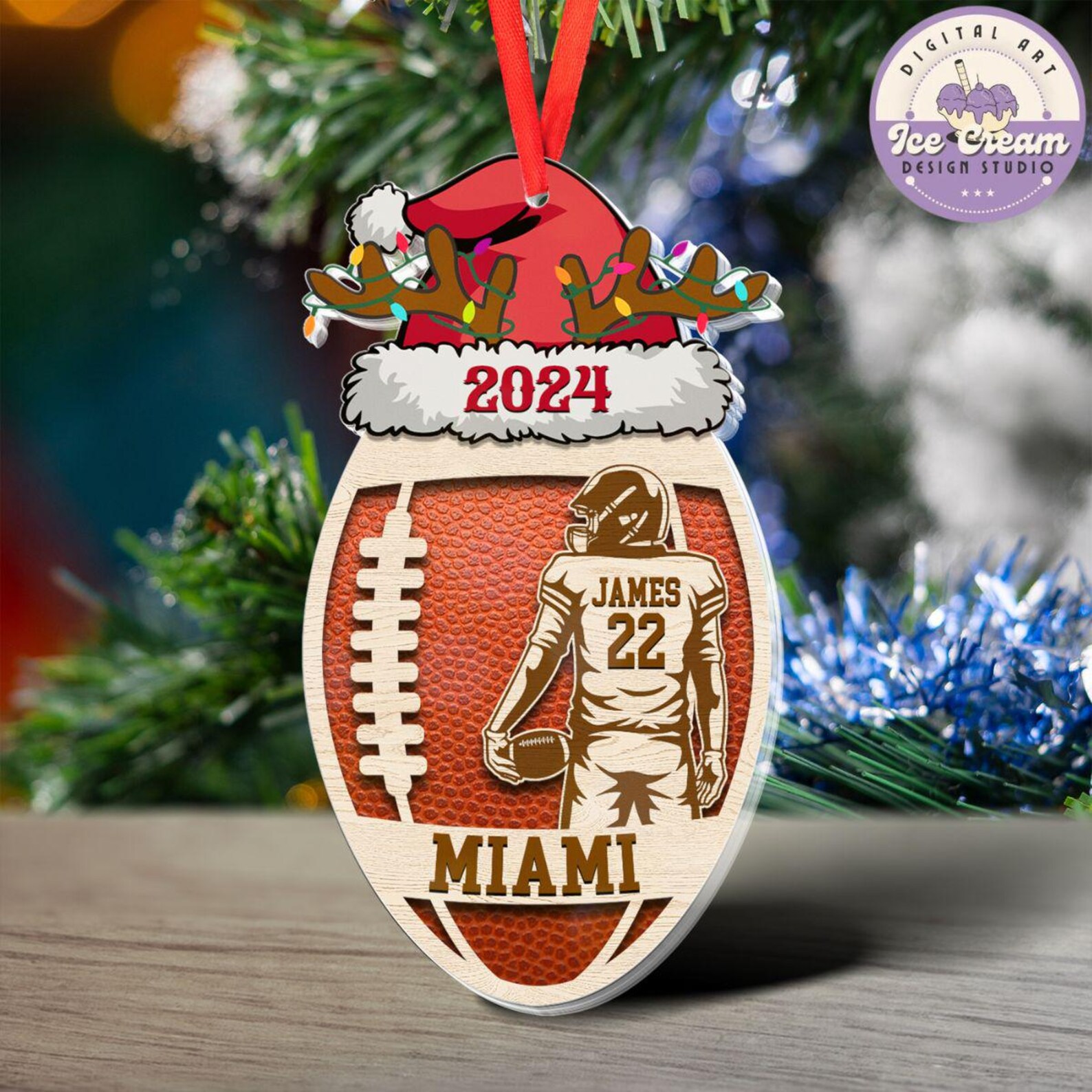 Personalized Football Player Christmas Ornament, Football Fan Gift