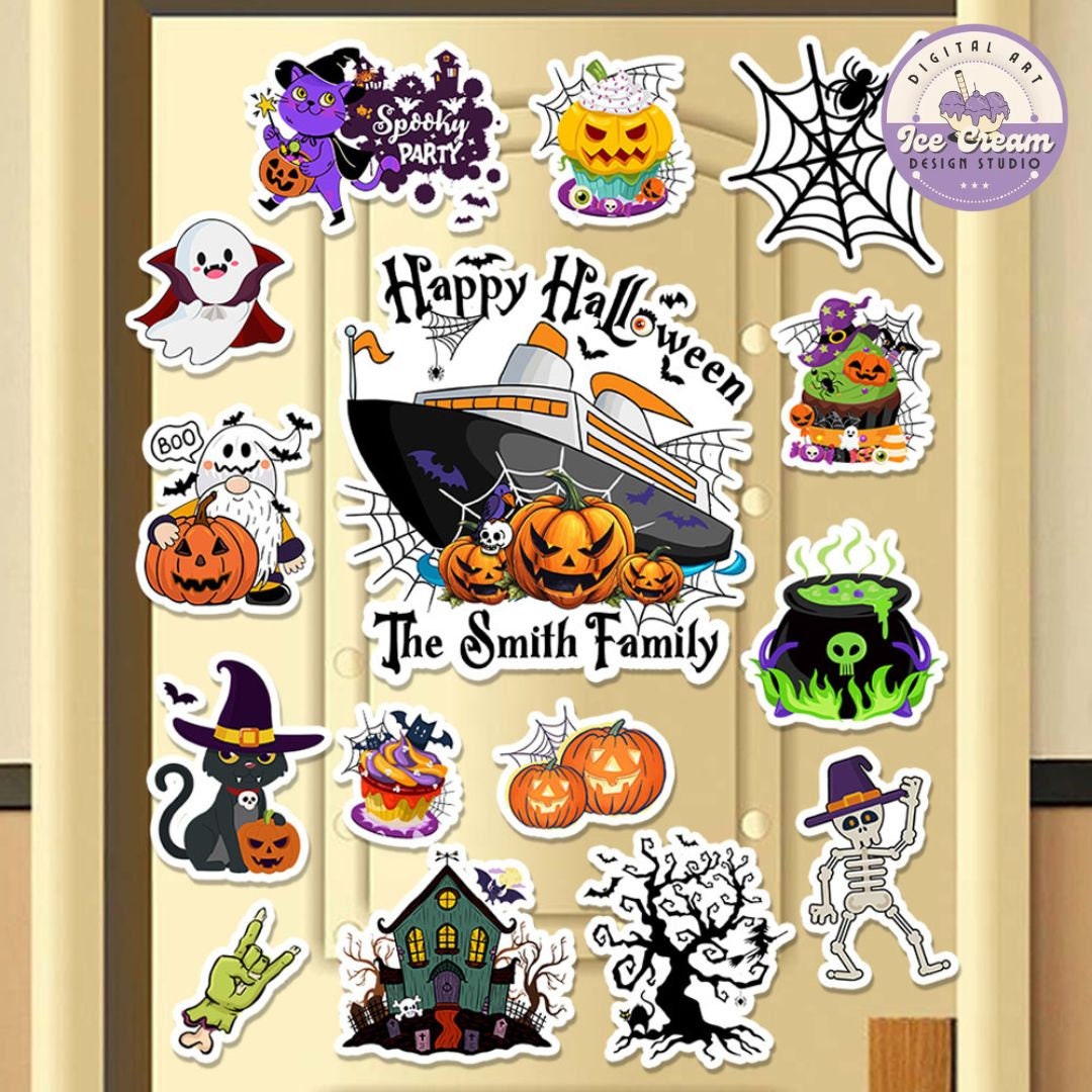 Personalized Halloween Magnet, Halloween Cruise Pumpkin Ghost Black Cat ...
