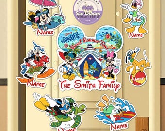 All Characters Summer Trip Disney Cruise Magnet, Mickey and Friends Lilo & Stitch Hawaii Olaf Disney Family Cruise Ship Stateroom Door 2025