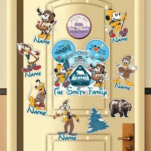 Personalized Mickey & Friends Disney Alaska Cruise Magnet, Disney Wonder Magnet, Alaska Trip 2025, Disney Family Cruise Ship Stateroom Door