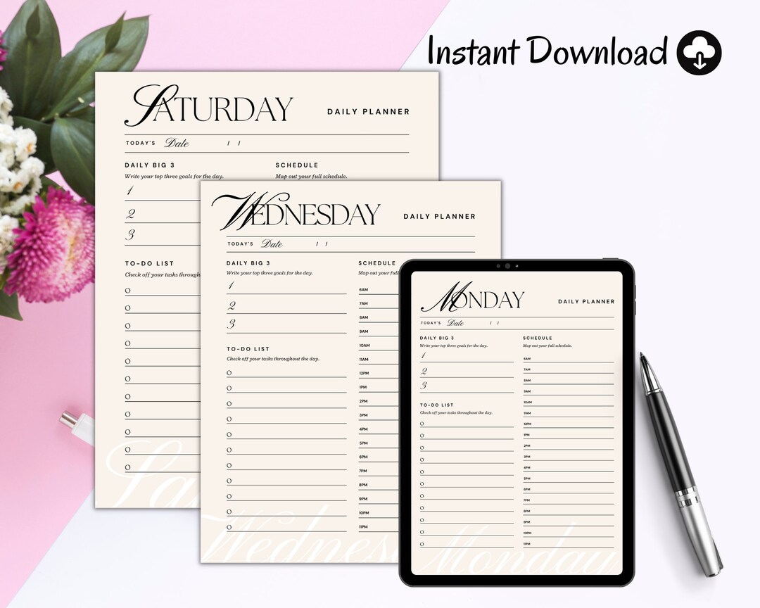 Daily Planner Printable Template ADHD Daily Agenda - Etsy