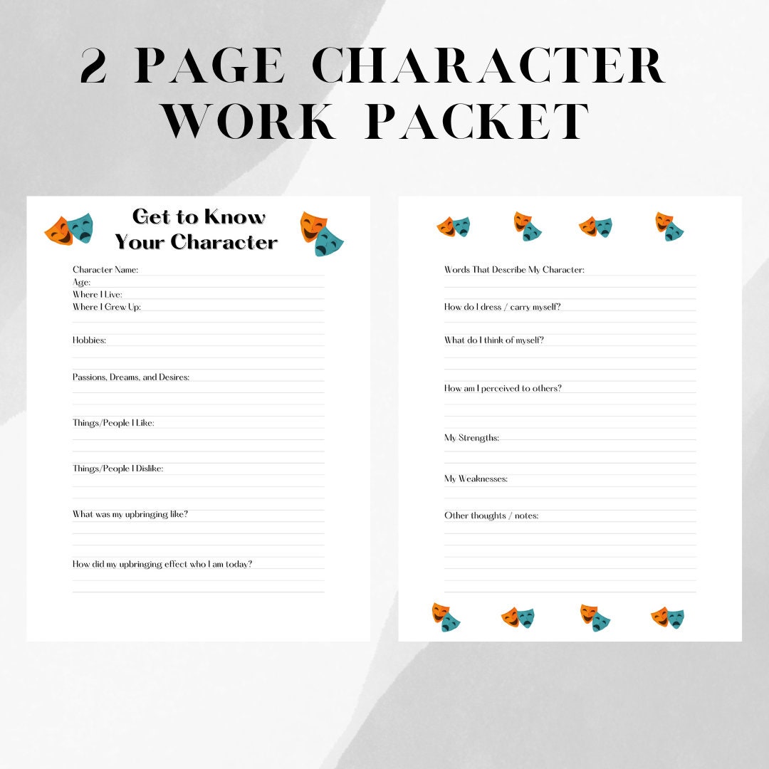 Printable Acting Worksheet Packet for Actors Actresses Thespians ...