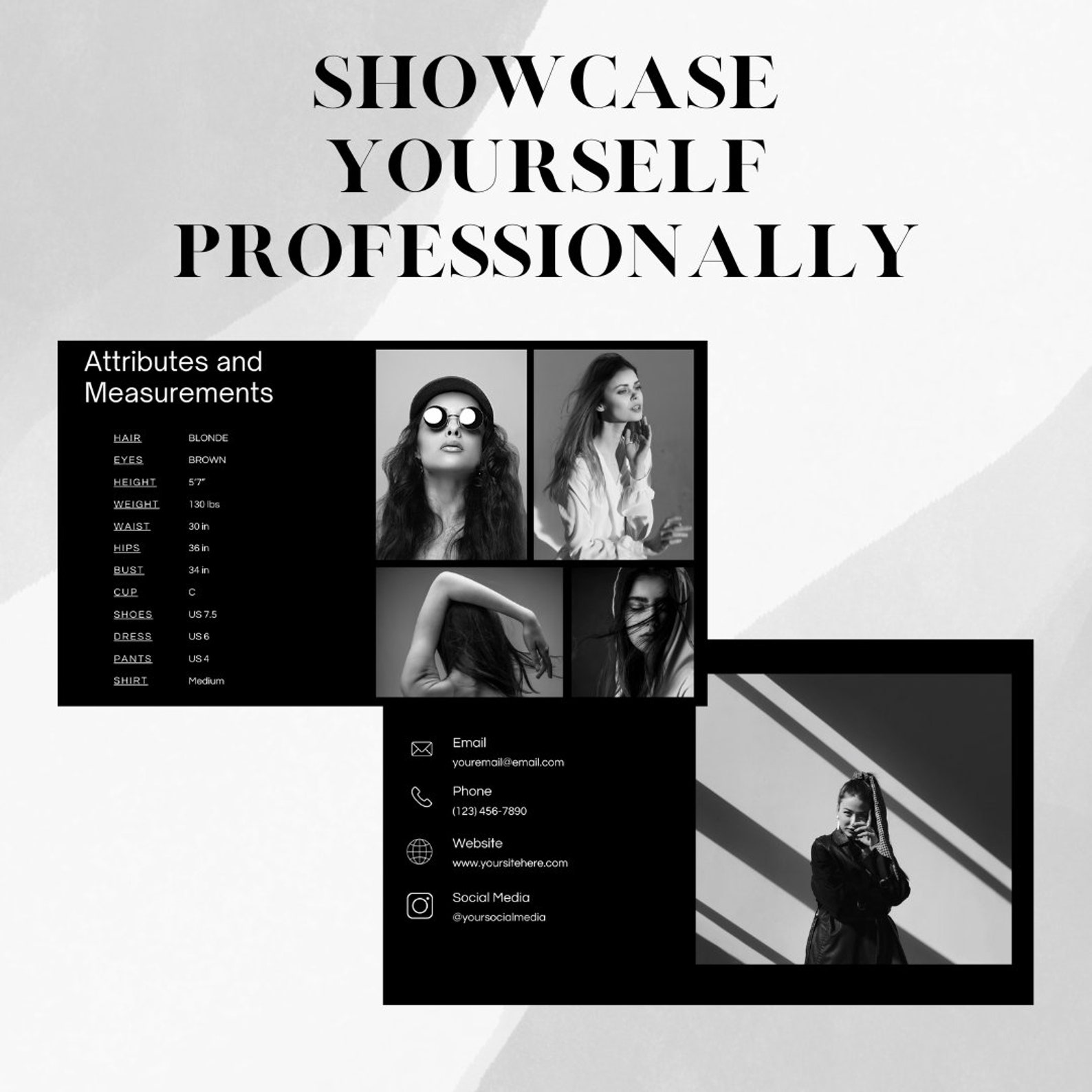 Editable Modeling Portfolio Template With Sleek, Minimalist Editable Modeling Portfolio Template With Sleek, Minimalist