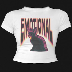 EMOTIONAL Kitty - Women&#39;s Baby Tee Crop Top