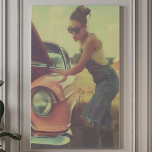 Rosie the Riveter-Inspired Canvas Print, Retro Feminist Wall Art, Vintage 1940s Strong Woman Decor, Empowerment Gift