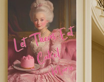 Let Them Eat Cake Marie Antoinette Canvas Print – Rococo French Wall Art, Vintage Pink Décor