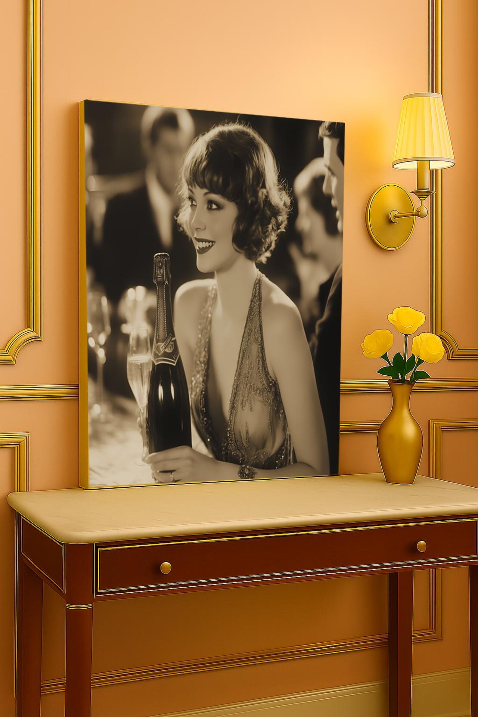 1920s Flapper Girl Canvas Print | Art Deco Champagne Party Wall Art ...
