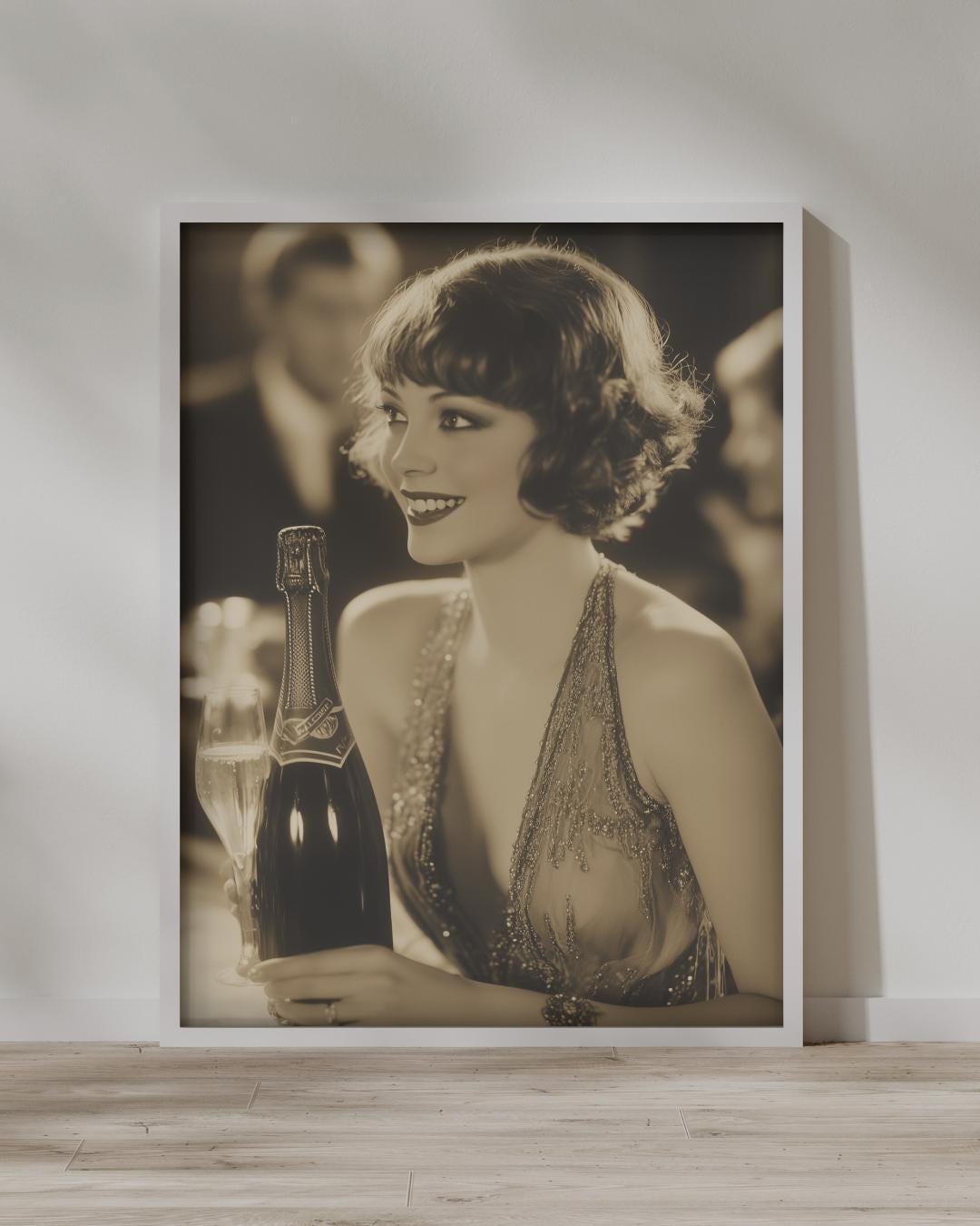 1920s Flapper Girl Poster Print | Art Deco Champagne Party Wall Art ...