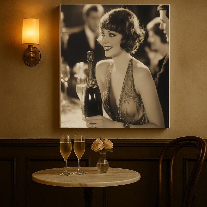 1920s Flapper Girl Canvas Print | Art Deco Champagne Party Wall Art ...