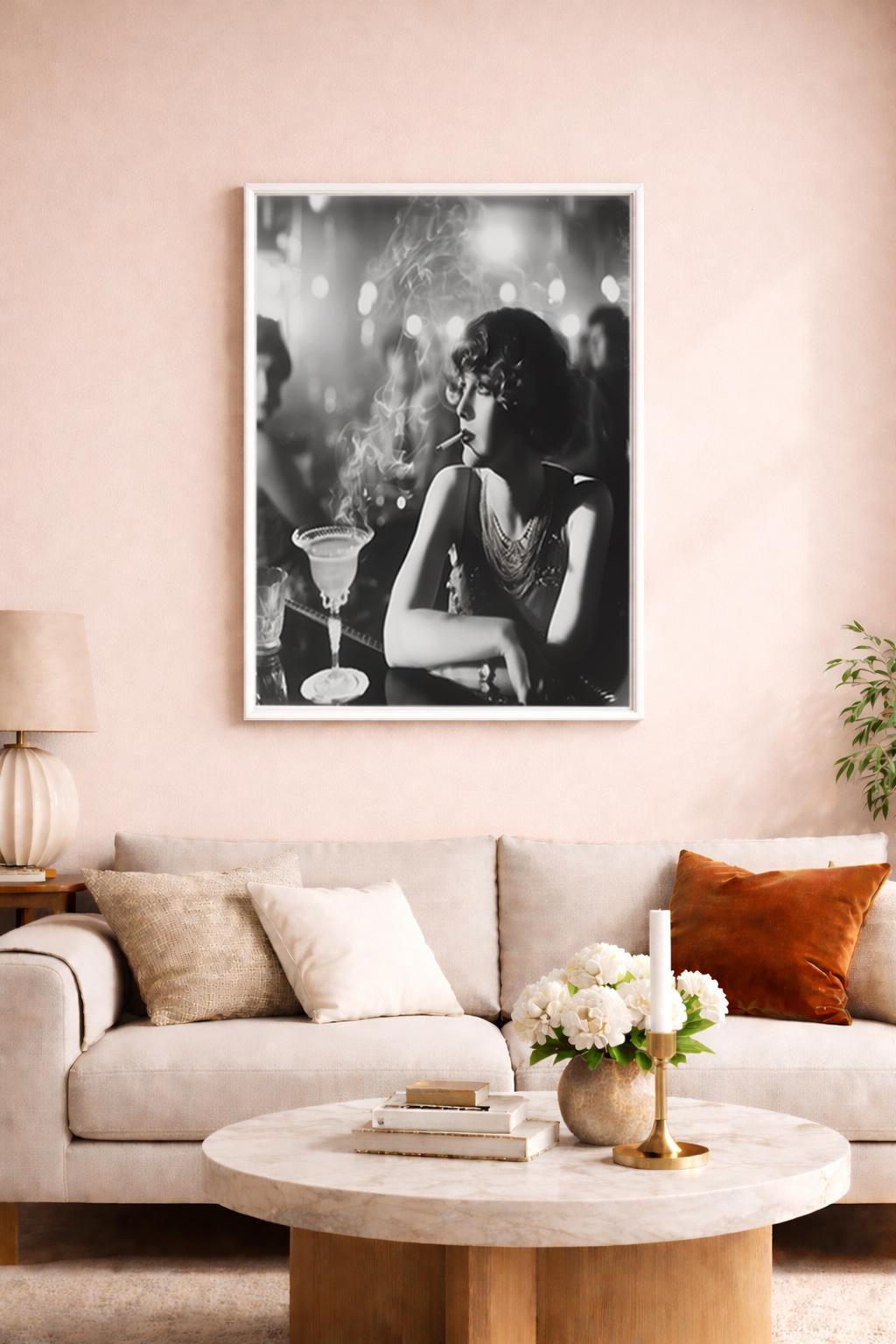 1920s Flapper Art Print | Art Deco Glamour Poster, Vintage Bar Decor - Etsy