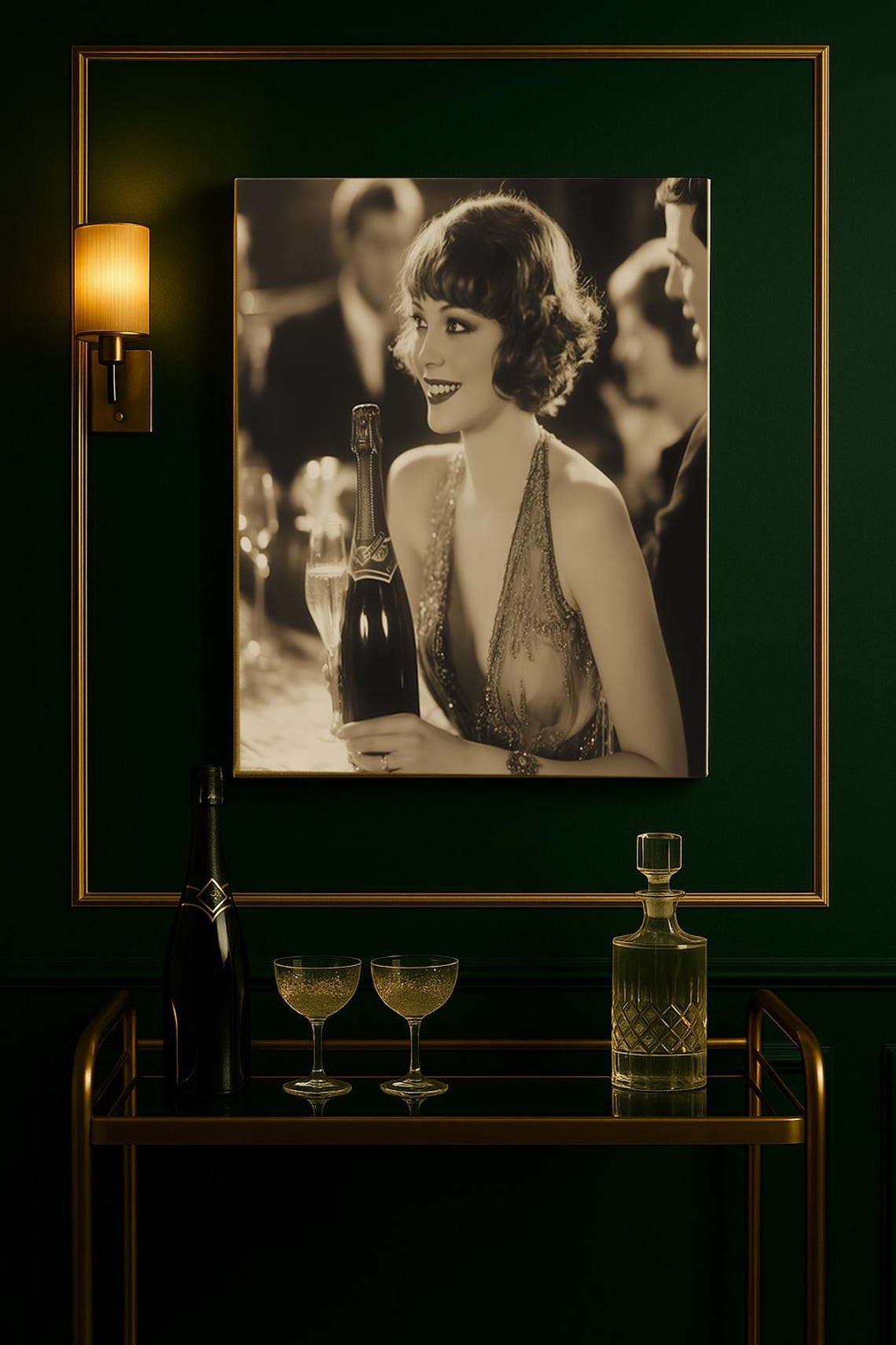 1920s Flapper Girl Canvas Print | Art Deco Champagne Party Wall Art ...