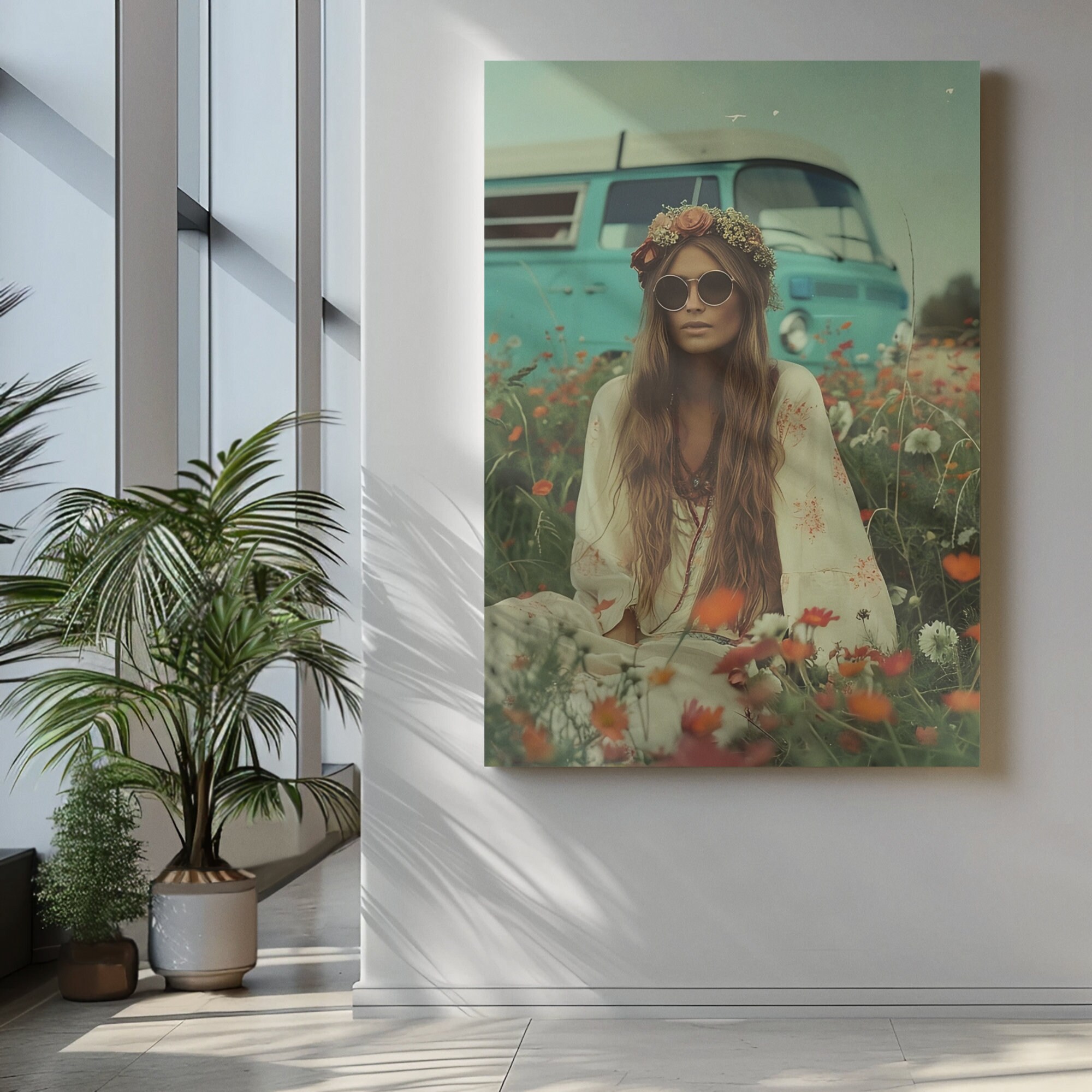 Hippie Canvas Art Etsy