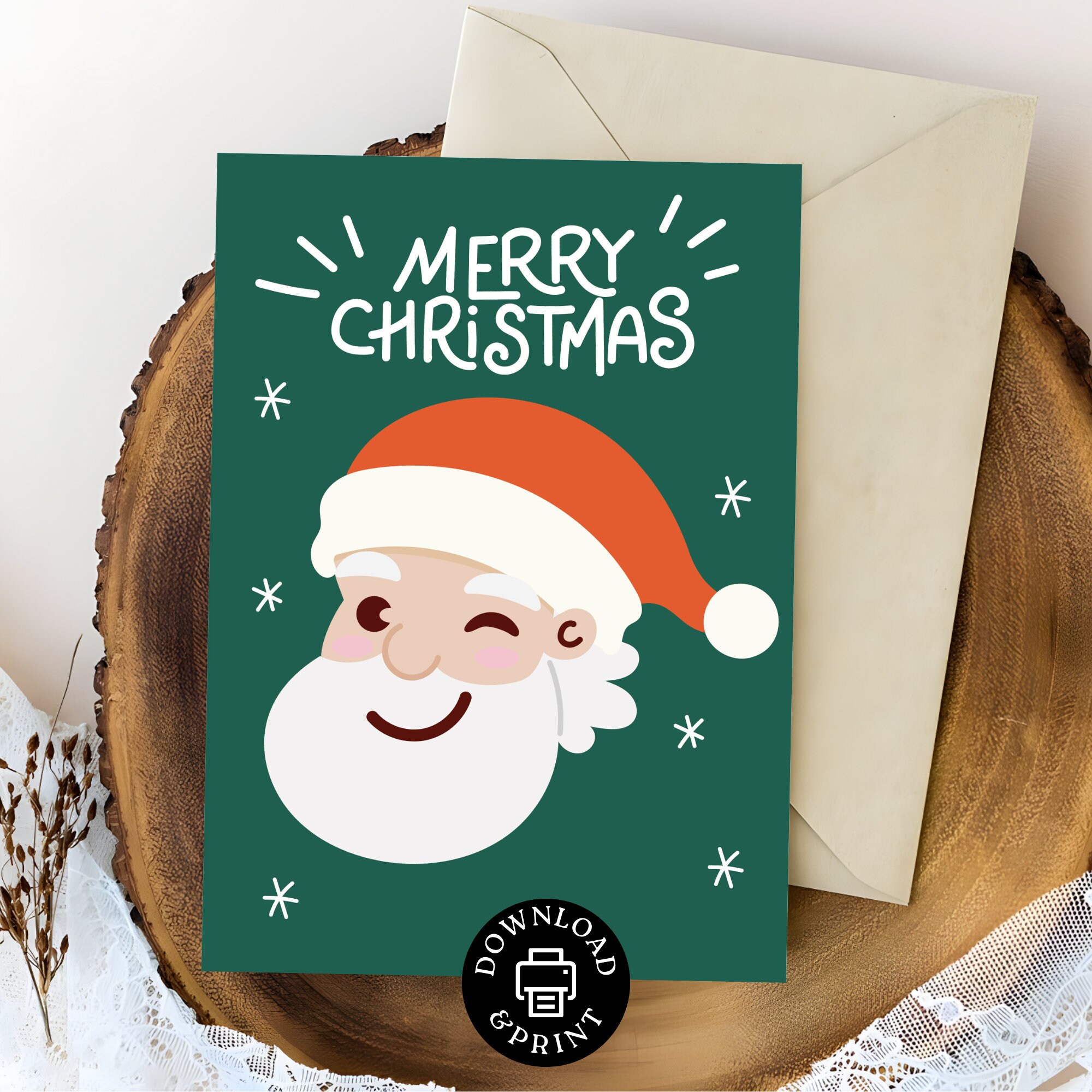 Merry Christmas Card Printable Festive Card Printable Xmas Card 5x7 ...